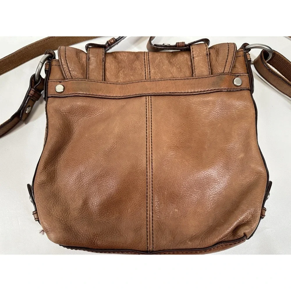 Fossil Turn Lock Satchel Handbag ZB4501 Womens Caramel Maddox Organizer‎ Flap